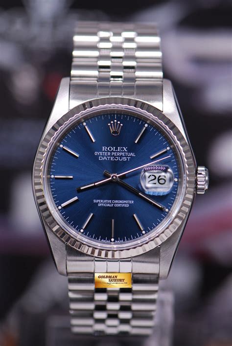 rolex datejust ss 36mm blue|More.